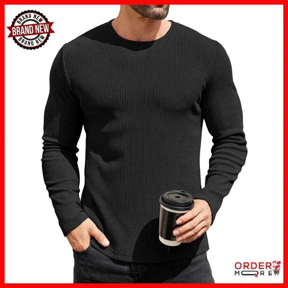 Men's Slim Fit Thermal Long Sleeve Crewneck Pullover Knitted Shirt